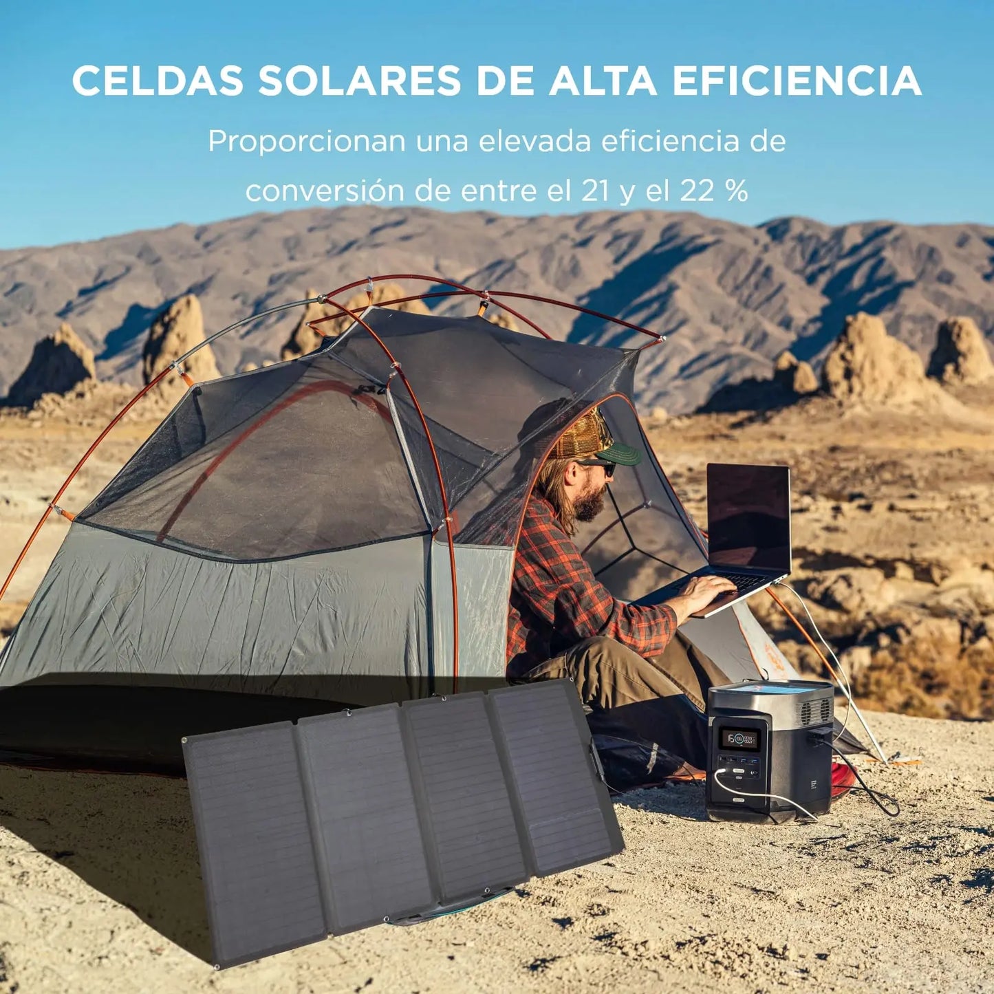 ECOFLOW Panel Solar Portátil 160W para Generador de Energía, Cargador Solar Plegable Fijable a Soporte Ajustable, Resistencia al Agua IP67 para Acampadas al Aire Libre, Autocaravanas EF ECOFLOW