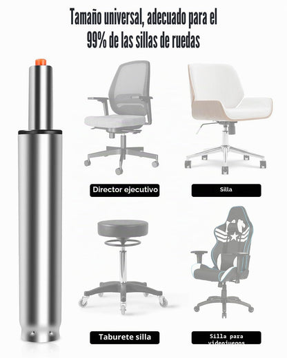 FAOKZE Cilindro de Gas para Silla de Oficina,Pistón de Acero de Repuesto, Pistón a Gas para Silla de Oficina,270 mm-390 mm Longitud Total, para sillas Gaming, con 5 Ruedas universales, Plata
