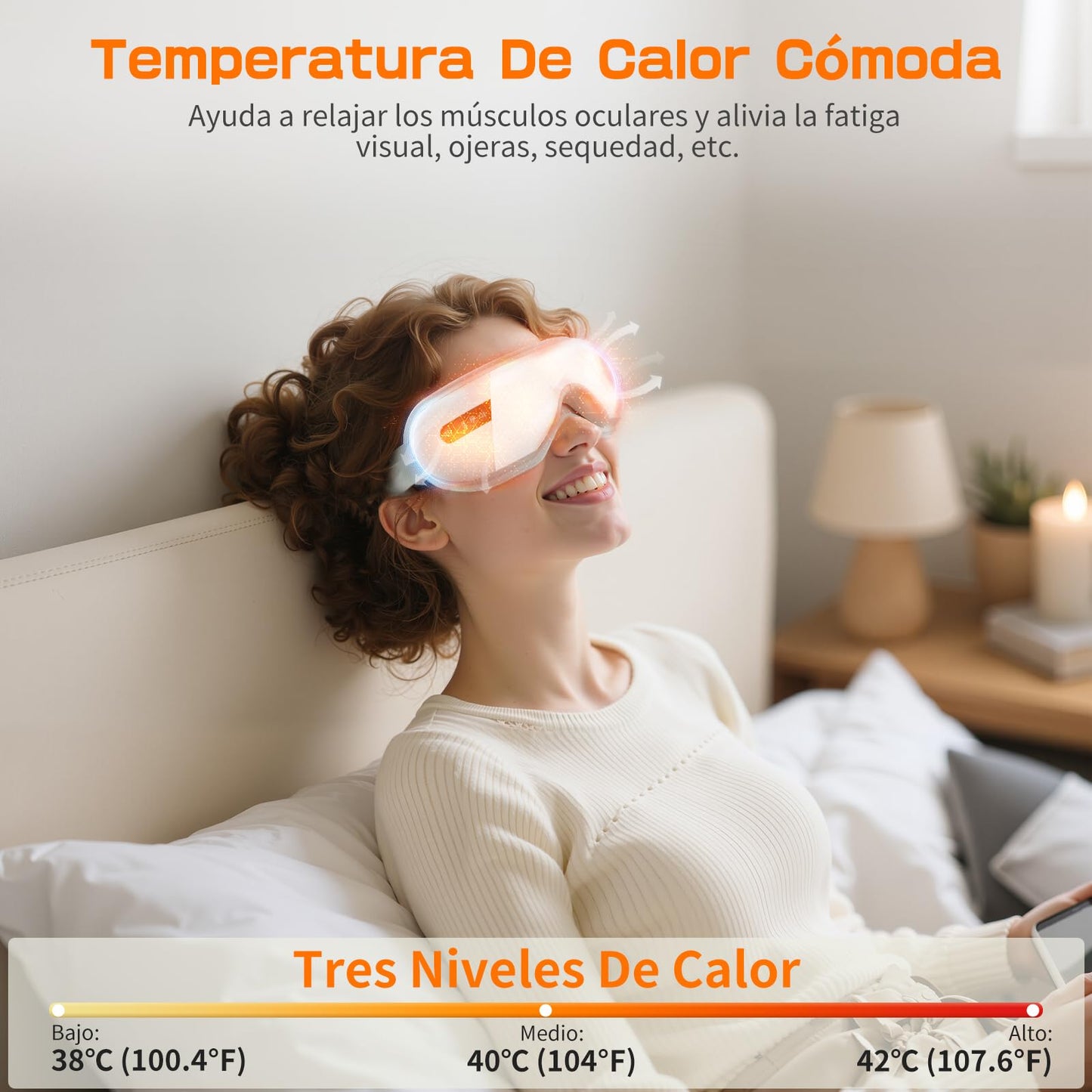 XJUGEZ Masajeador de Ojos con Calor, Compresión＆Música, Masajeador Facial Eléctrico para Relajar los Ojos, Aliviar la Fatiga Visual y la Sequedad Ocular