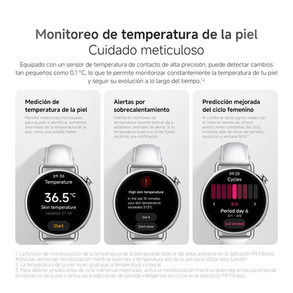 XIAOMI Watch S4 41mm, Smartwatch, Diámetro de 41 mm, Cuerpo Ultraligero de 32g, Pronóstico Menstrual, 150+ Modos Deportivos, Funciones de Seguridad, HyperOS 3, Correa de Cuero (Blanco)