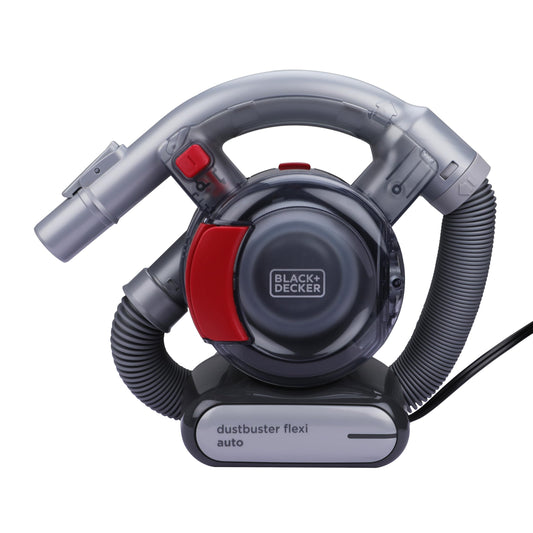 Black+Decker Aspiradora de Mano sin Bolsa para Coche con Manguera Flexi y conexión para Coche de 12V, Incluye Boquilla para hendiduras y Cepillo para tapicería