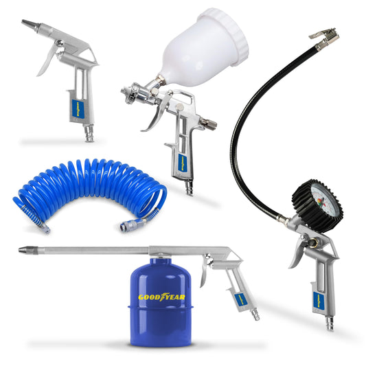 Goodyear - Kit Aire Compresor 5 Piezas, Soplado, Pintura, Inflado y Manguera