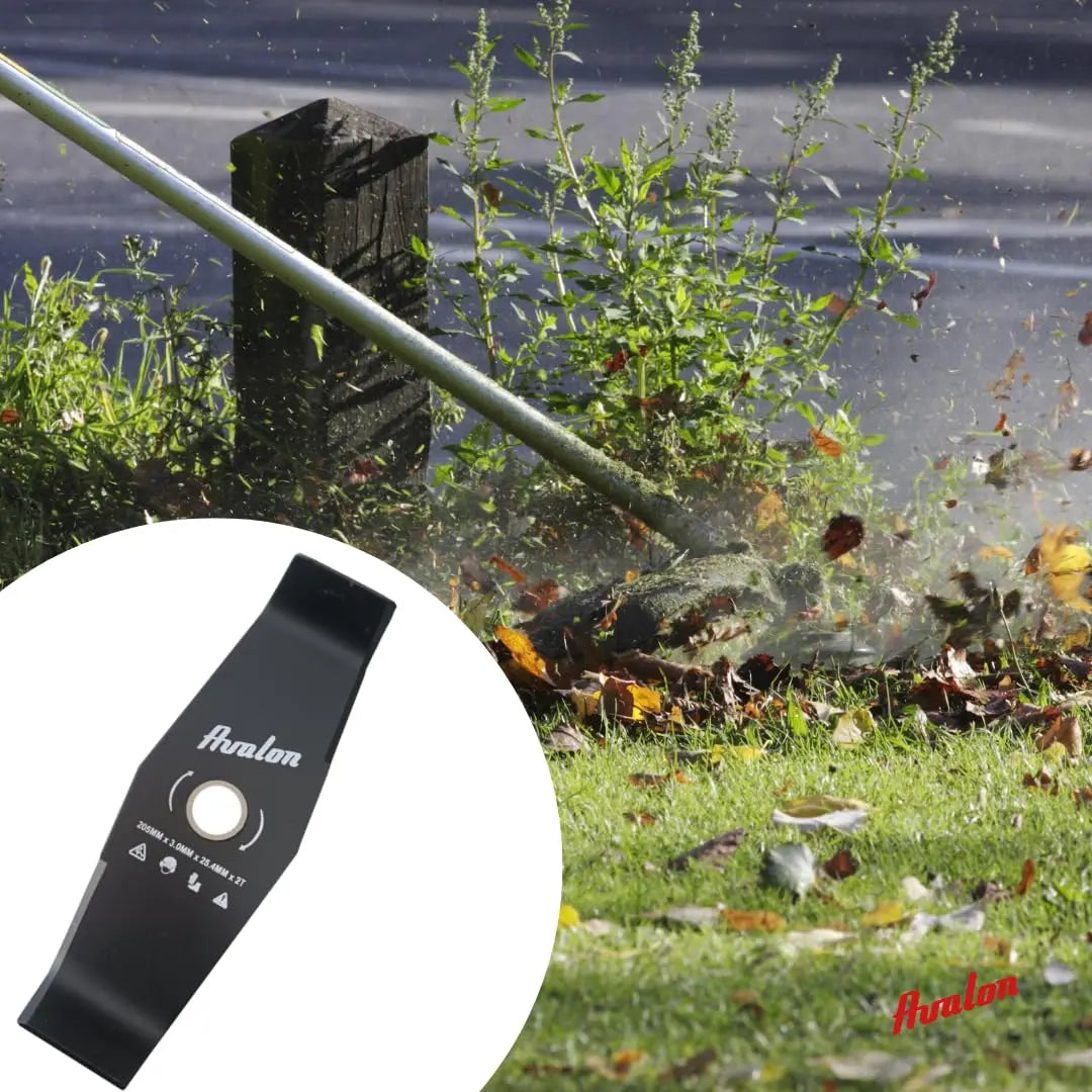 Avalon - Disco de 2 Puntas Universal para Desbrozadora o Cortacésped, Cuchilla para Cortar Zarza o Vegetación Densa, Acero de 3 mm (205 x 3 mm) Avalon