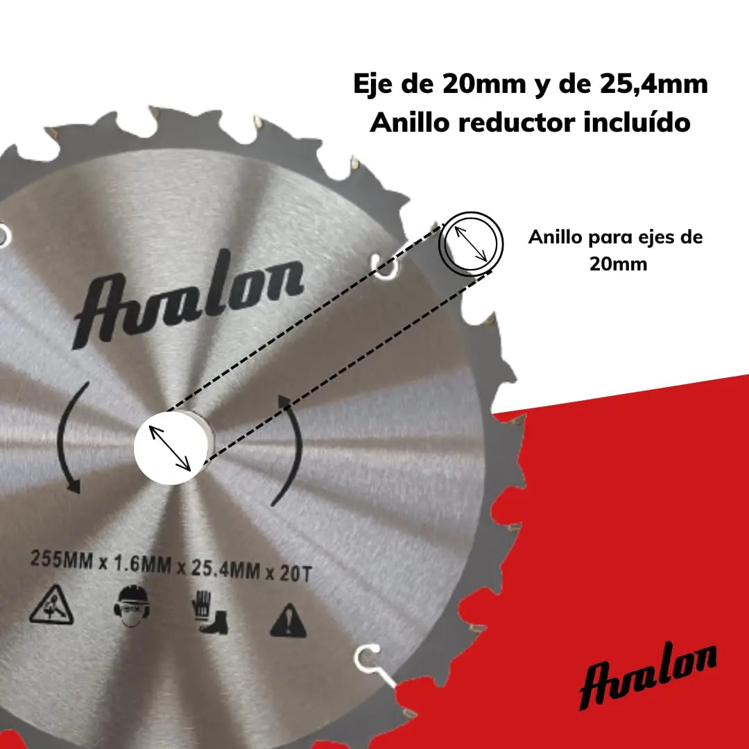 Avalon - Disco de 20 Dientes Antirrebote para Desbrozadora, Cuchilla Especial para Tallos Leñosos 255 x 1,6 mm, Longitud del Diente de widia 6 mm Avalon