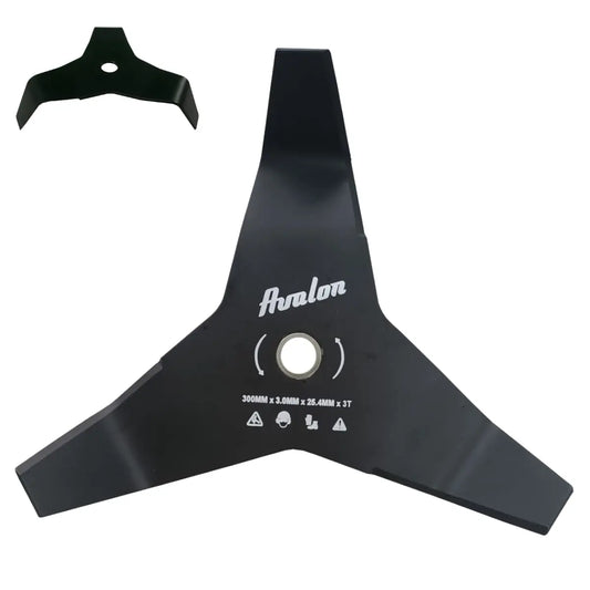 Avalon - Disco de 3 Puntas Universal para Desbrozadora, Cuchilla de Acero de 3 mm (300 x 4 mm) para Cortar Zarzas y maleza densa Avalon