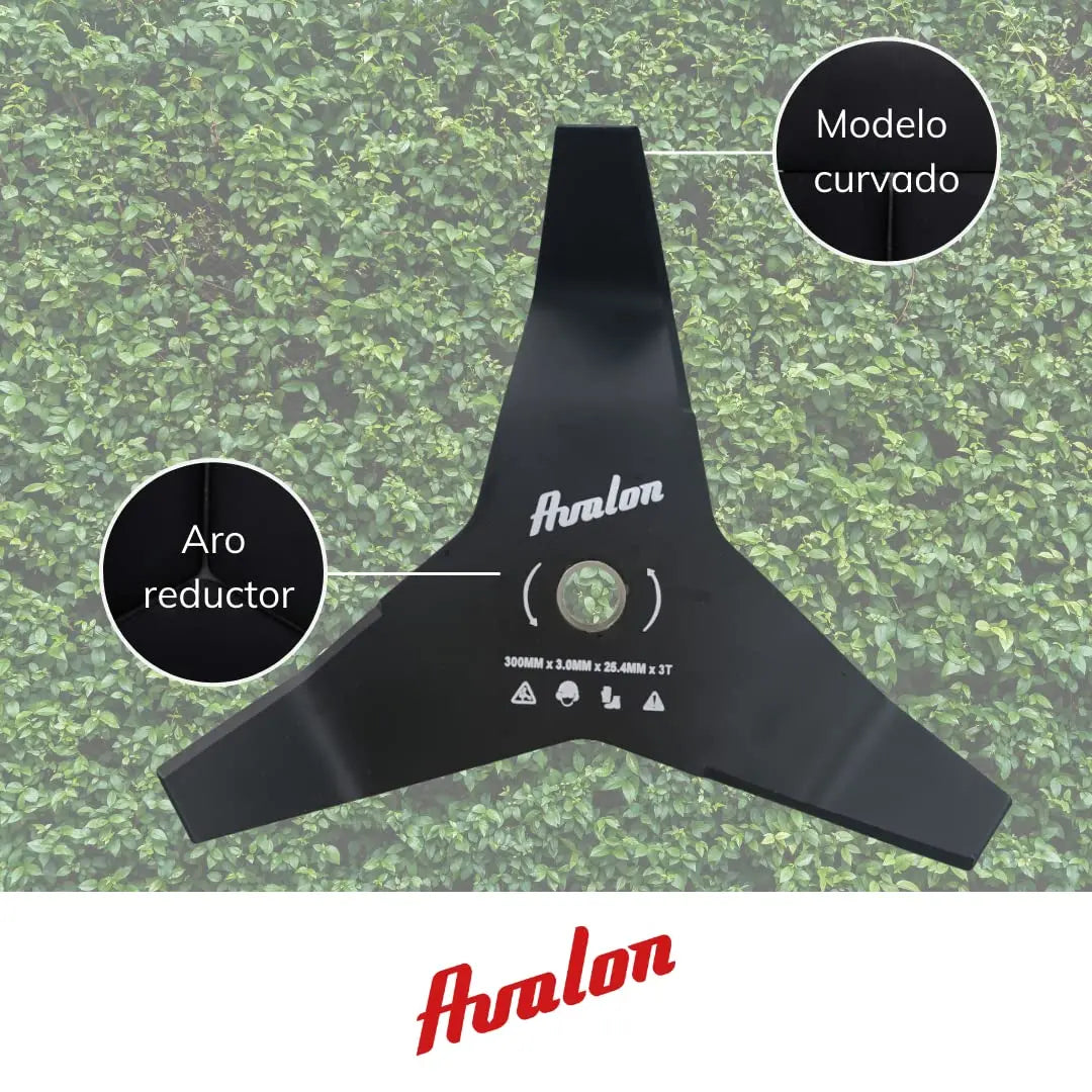 Avalon - Disco de 3 Puntas Universal para Desbrozadora, Cuchilla de Acero de 3 mm (300 x 4 mm) para Cortar Zarzas y maleza densa Avalon