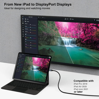 BENFEI Cable USB C a DisplayPort 1.8M (8K@60Hz, 4K@144Hz), Cable USB C a DP [Compatible con Thunderbolt 3/4] con iPhone 15 Pro/Max, MacBook Pro/Air 2023, iPad Pro, iMac, S23, XPS 17 BENFEI