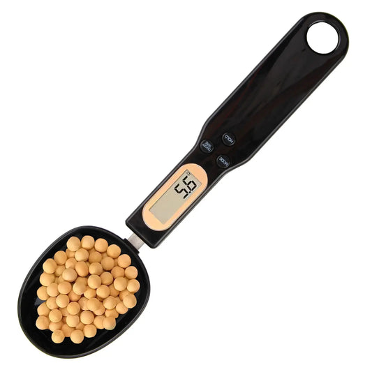 Báscula de Cuchara Digital con Función de Retención y Tara, Báscula de cuchara de cocina, Pantalla LCD, 4 Unidades de Peso, Ideal para Especias, Polvo, partículas (500 g/0,1 g) (Negro) MxyVrix