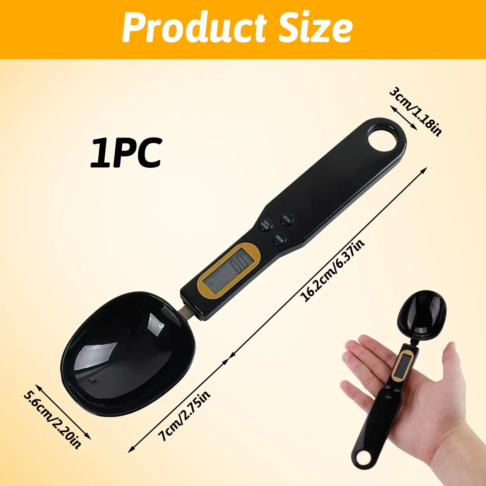 Báscula de Cuchara Digital con Función de Retención y Tara, Báscula de cuchara de cocina, Pantalla LCD, 4 Unidades de Peso, Ideal para Especias, Polvo, partículas (500 g/0,1 g) (Negro) MxyVrix