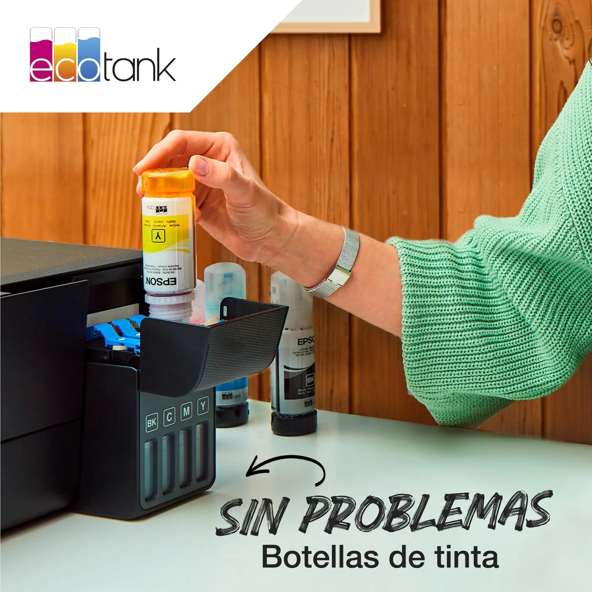 Botellas de tinta originales EcoTank de la serie 104 de Epson - Colores cian, magenta, amarillo y negro Epson
