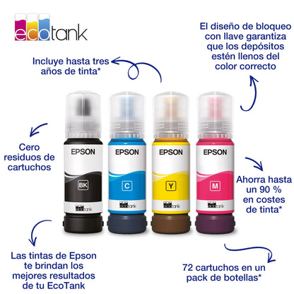 Botellas de tinta originales EcoTank de la serie 104 de Epson - Colores cian, magenta, amarillo y negro Epson