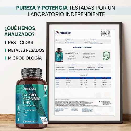 Calcio, Magnesio, Zinc y Vitamina D3, 400 Comprimidos Veganos (Más de 1 Año), Mantenimiento de Huesos, Sistema Inmunológico Drugstore WeightWorld Drugstore, minerales y suplementos, Vitaminas, WeightWorld SacrificioShop sacrificioshop.com {{ shop.shopifyCountryName }} {{ shop.shopifyProvince }} B08TCG2RH7 21.49 Calcio, Magnesio, Zinc y Vitamina D3, 400 Comprimidos Veganos (Más de 1 Año), Mantenimiento de Huesos, Sistema Inmunológico - Default Title