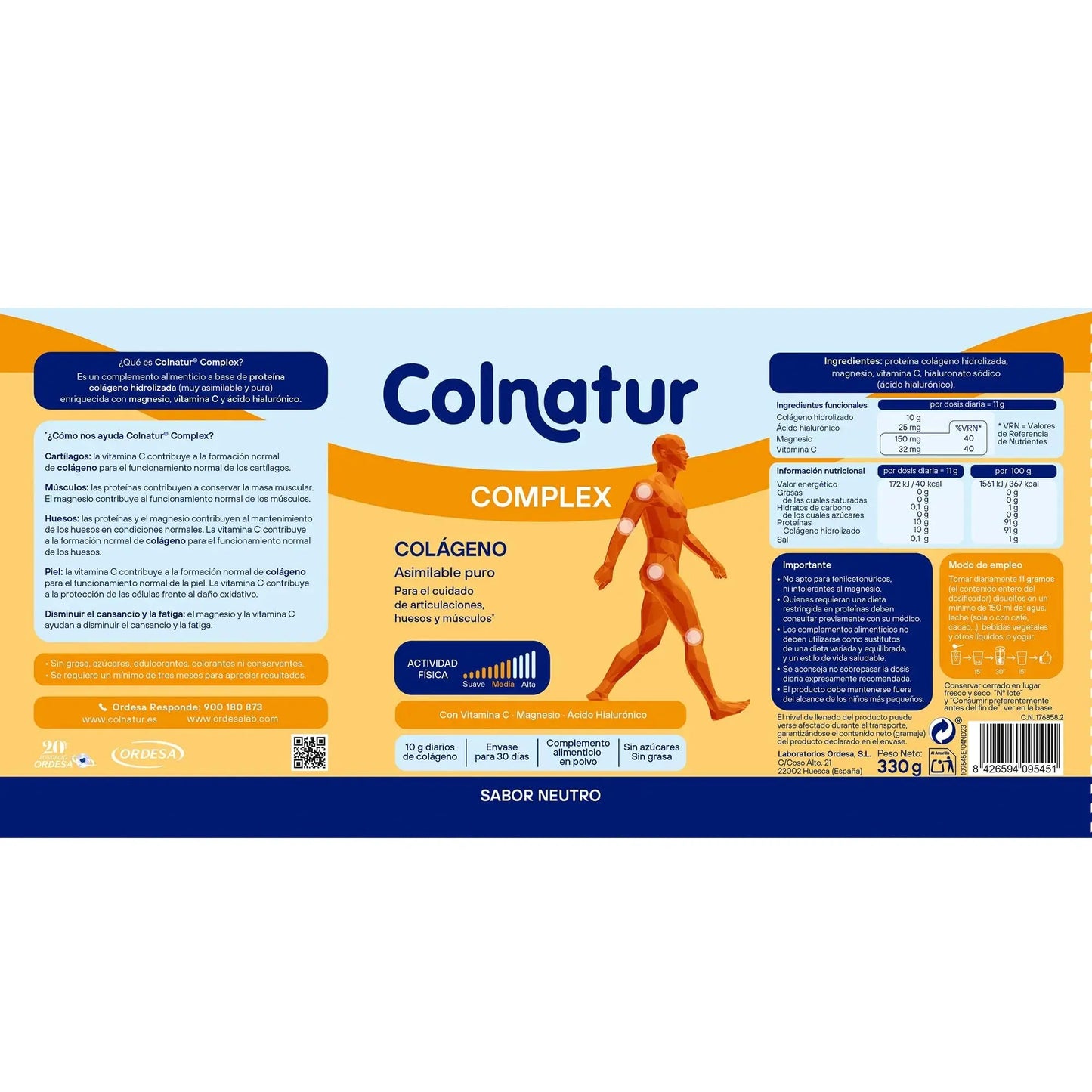 Colnatur Complex Neutro | 330g | Colágeno con Magnesio y Vitamina C para Músculos y Articulaciones Colnatur