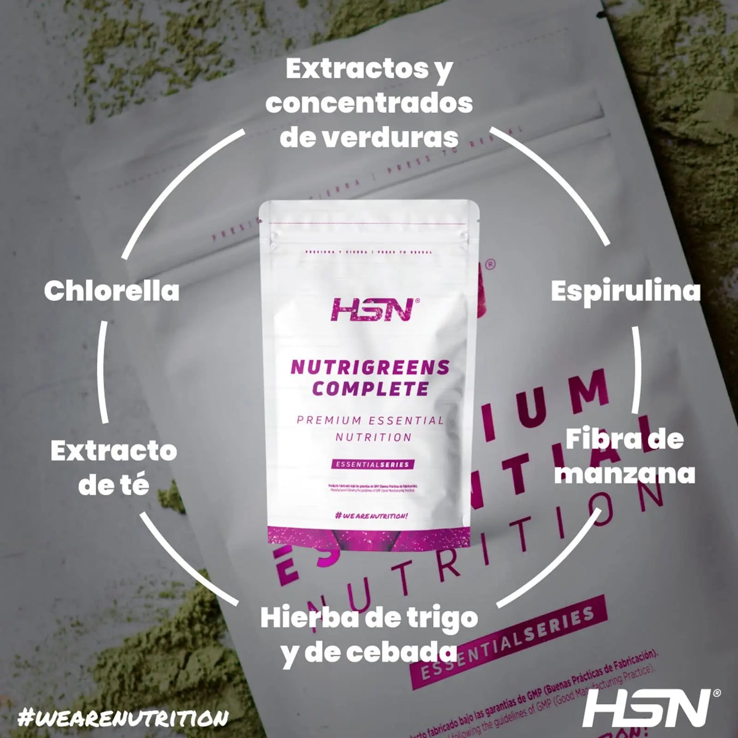 Complete Nutrigreens de HSN | 500 g de Greens en Polvo | 100% Natural Super Alimento Rico en Vitaminas, Minerales y Fibra | No-GMO, Vegano, Sin Lactosa, Sin Sabor HSN