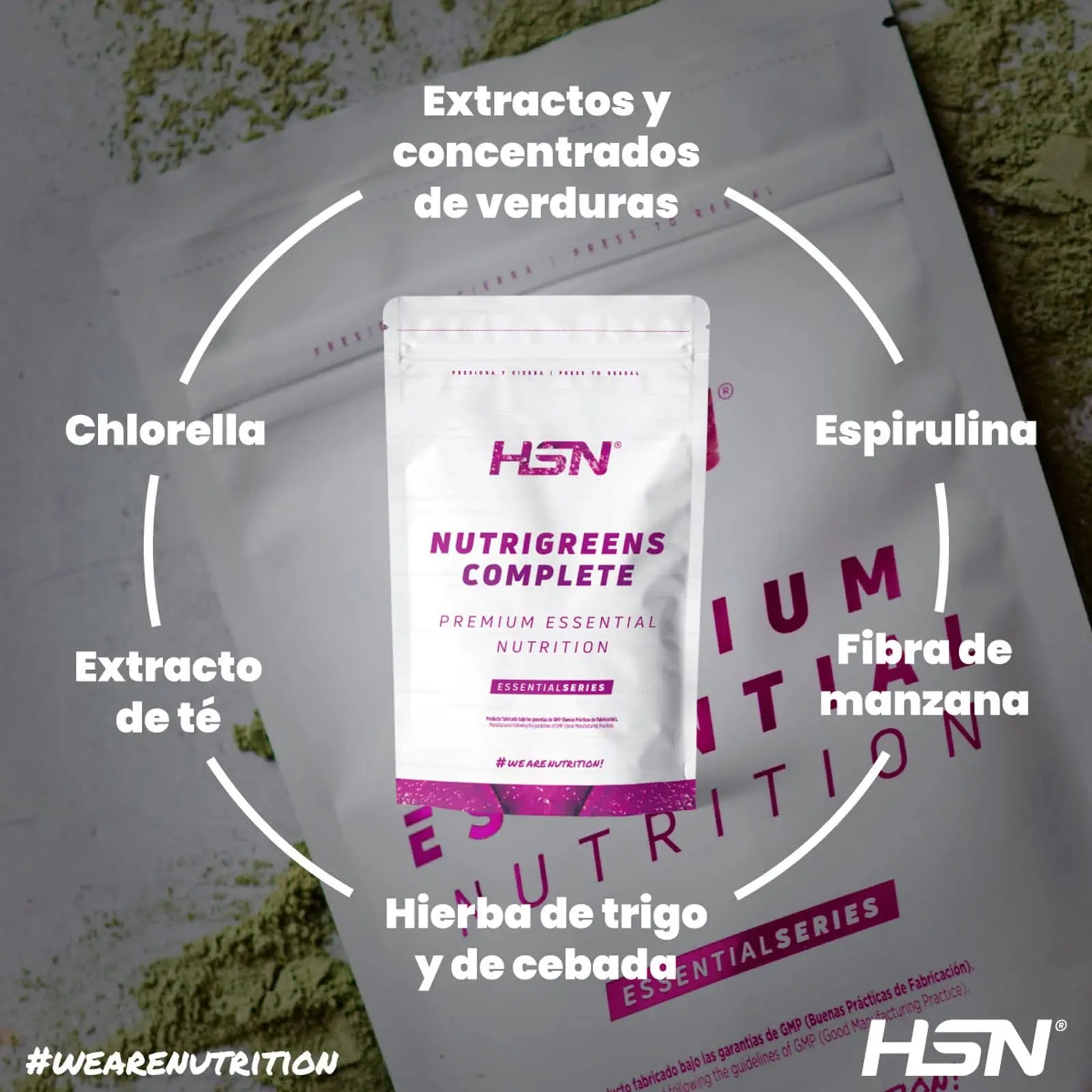 Complete Nutrigreens de HSN | 500 g de Greens en Polvo | 100% Natural Super Alimento Rico en Vitaminas, Minerales y Fibra | No-GMO, Vegano, Sin Lactosa, Sin Sabor HSN