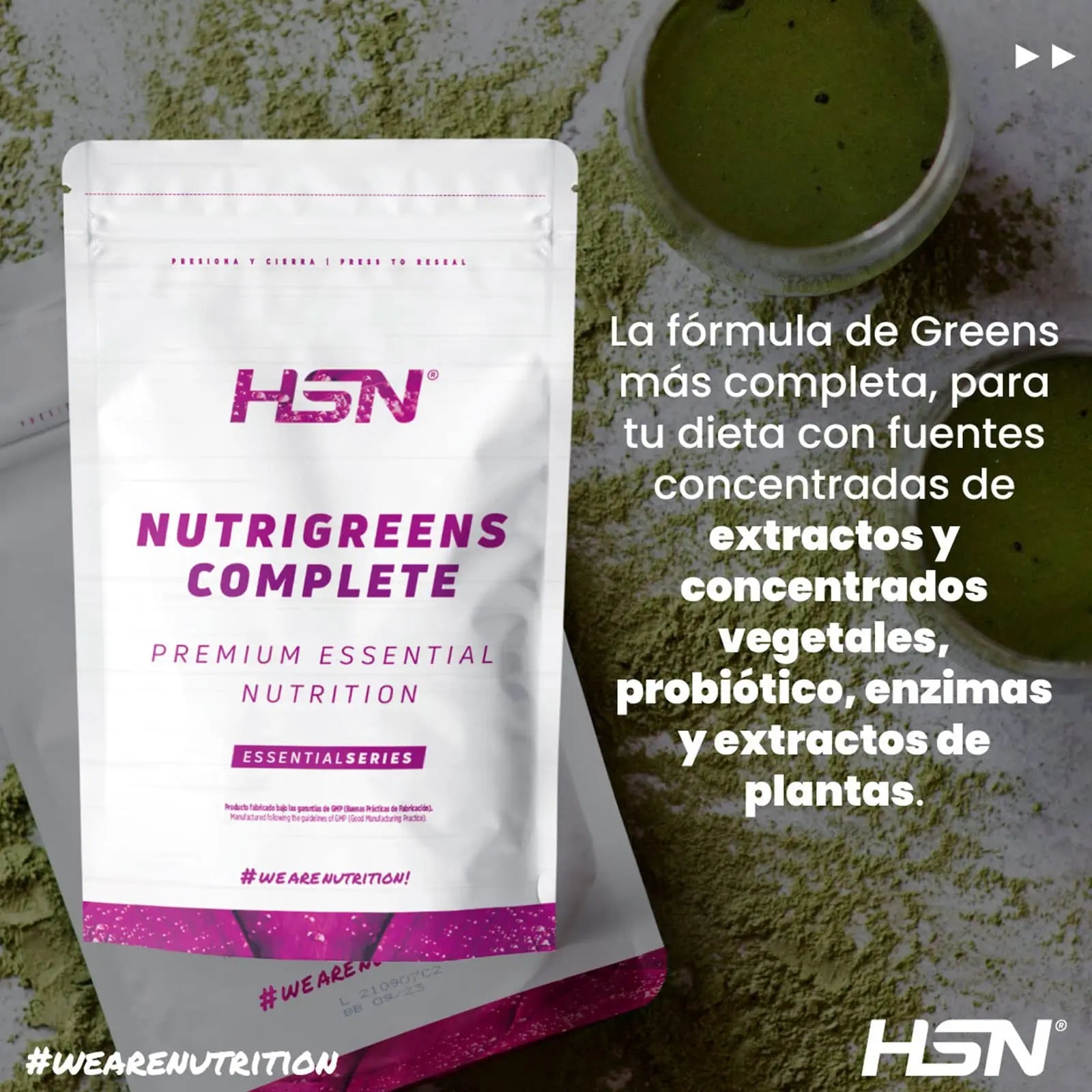 Complete Nutrigreens de HSN | 500 g de Greens en Polvo | 100% Natural Super Alimento Rico en Vitaminas, Minerales y Fibra | No-GMO, Vegano, Sin Lactosa, Sin Sabor HSN