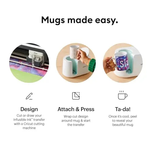 Cricut Tazas en blanco, 425 ml (15 onzas), 6 tazas de sublimación de tinta infusible | para usar con prensa de tazas tinta infusible 2008944 Cricut