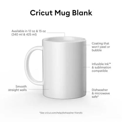 Cricut Tazas en blanco, 425 ml (15 onzas), 6 tazas de sublimación de tinta infusible | para usar con prensa de tazas tinta infusible 2008944 Cricut