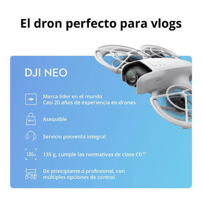 DJI Neo, dron mini con cámara 4K UHD para adultos, 135 g dron que vuela siguiéndote, despega desde la mano, seguimiento de objetivos, QuickShots, vídeo estabilizado (sin control remoto) DJI