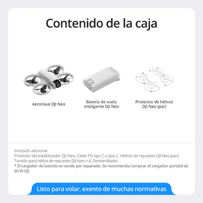 DJI Neo, dron mini con cámara 4K UHD para adultos, 135 g dron que vuela siguiéndote, despega desde la mano, seguimiento de objetivos, QuickShots, vídeo estabilizado (sin control remoto) DJI