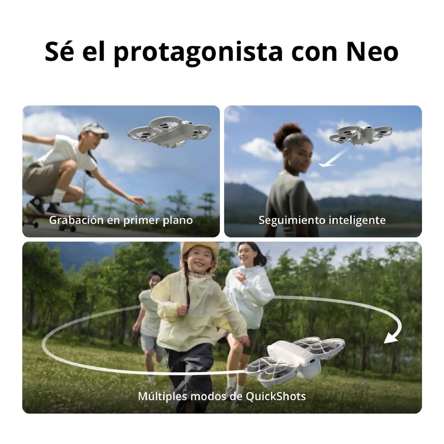 DJI Neo, dron mini con cámara 4K UHD para adultos, 135 g dron que vuela siguiéndote, despega desde la mano, seguimiento de objetivos, QuickShots, vídeo estabilizado (sin control remoto) DJI