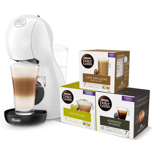 De'Longhi Nescafé Dolce Gusto Piccolo XS EDG110.WB, Cafetera Cápsulas, Incluye 3 Paquetes de Cápsulas, Diseño Super-Compacto, Cafetera Automática para Café y Otras Bebidas, 1500W, Blanco NESCAFÉ DOLCE GUSTO