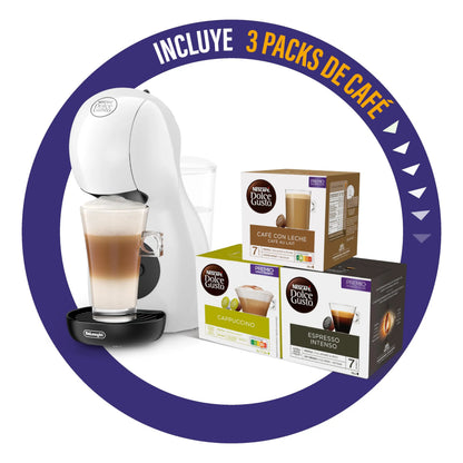 De'Longhi Nescafé Dolce Gusto Piccolo XS EDG110.WB, Cafetera Cápsulas, Incluye 3 Paquetes de Cápsulas, Diseño Super-Compacto, Cafetera Automática para Café y Otras Bebidas, 1500W, Blanco NESCAFÉ DOLCE GUSTO