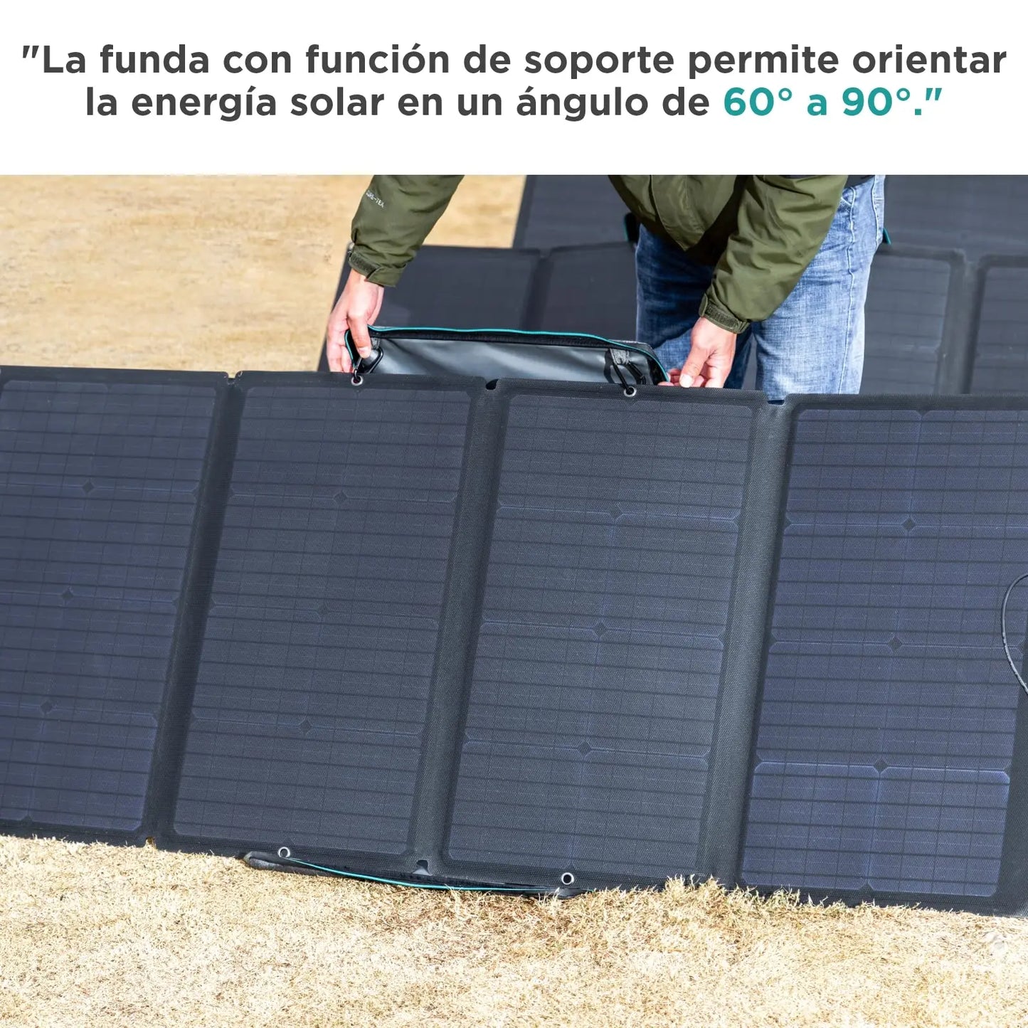 ECOFLOW Panel Solar Portátil 160W para Generador de Energía, Cargador Solar Plegable Fijable a Soporte Ajustable, Resistencia al Agua IP67 para Acampadas al Aire Libre, Autocaravanas EF ECOFLOW