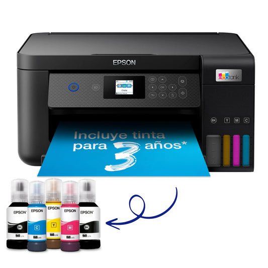 Epson EcoTank ET-2850, Impresora Wifi A4 Multifunción , Impresión Doble Cara Automática (Dúplex) y Pantalla LCD, 3en1: Impresión, Copiadora, Escáner, Mobile Printing, Color Negro Epson