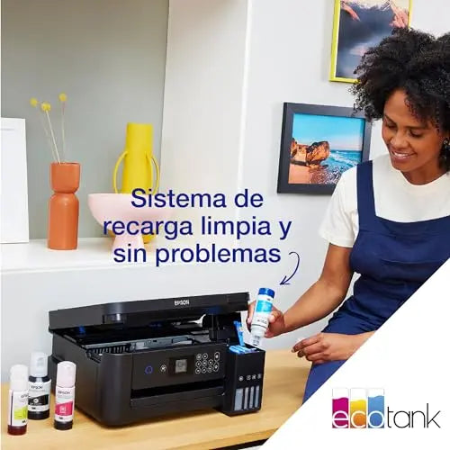 Epson EcoTank ET-2850, Impresora Wifi A4 Multifunción , Impresión Doble Cara Automática (Dúplex) y Pantalla LCD, 3en1: Impresión, Copiadora, Escáner, Mobile Printing, Color Negro Epson