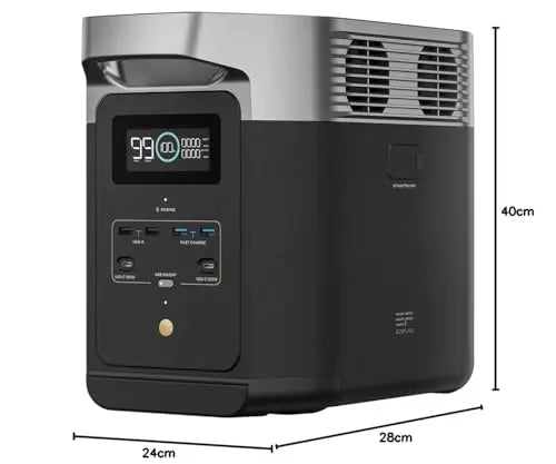 Estación de Energía Portátil EcoFlow DELTA 2 con capacidad ampliable de 1 a 3 kWh, batería LFP, carga rápida, uso como generador solar para alimentación de reserva en casa, camping y autocaravanas EF ECOFLOW