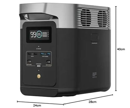 Estación de Energía Portátil EcoFlow DELTA 2 con capacidad ampliable de 1 a 3 kWh, batería LFP, carga rápida, uso como generador solar para alimentación de reserva en casa, camping y autocaravanas EF ECOFLOW