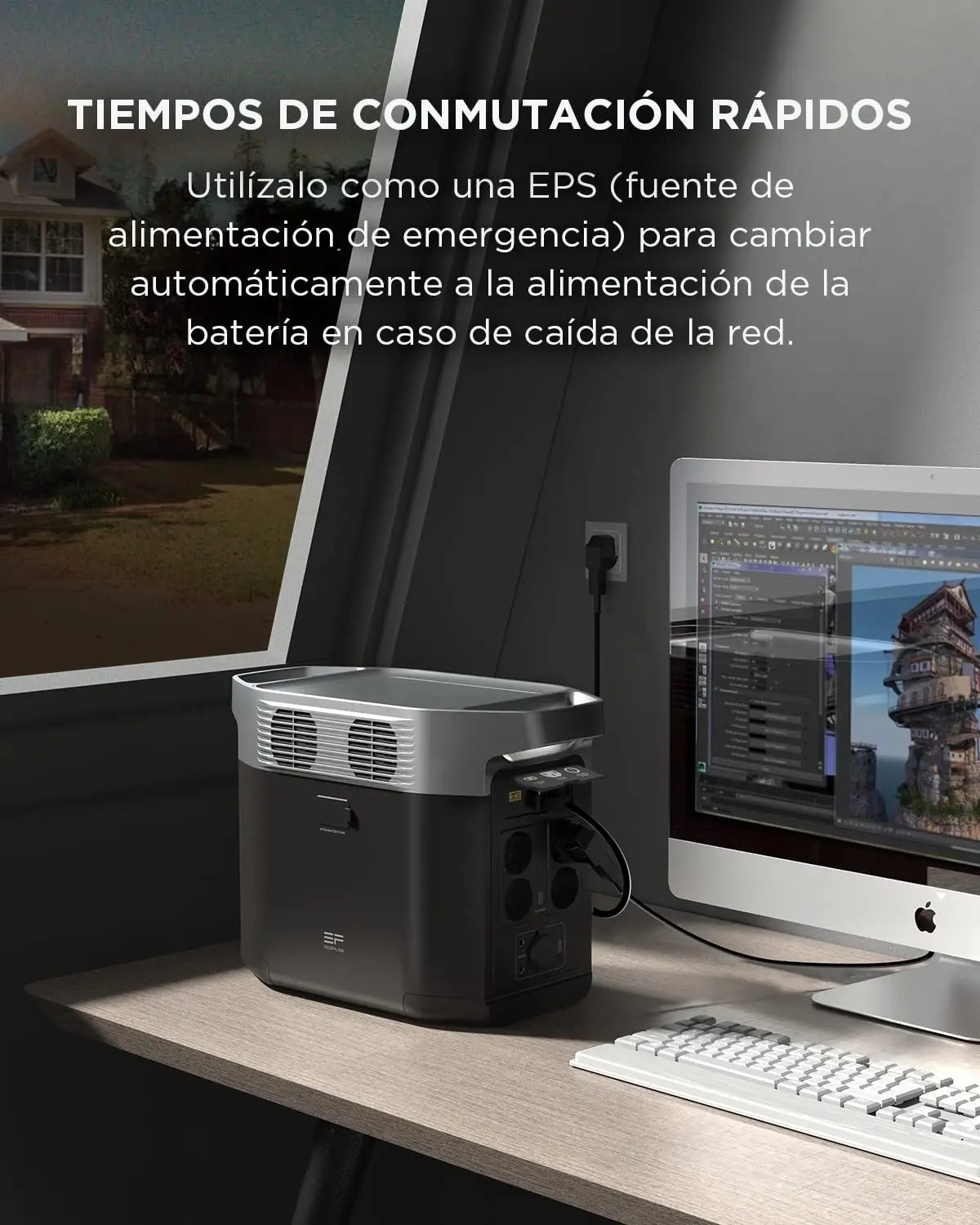 Estación de Energía Portátil EcoFlow DELTA 2 con capacidad ampliable de 1 a 3 kWh, batería LFP, carga rápida, uso como generador solar para alimentación de reserva en casa, camping y autocaravanas EF ECOFLOW