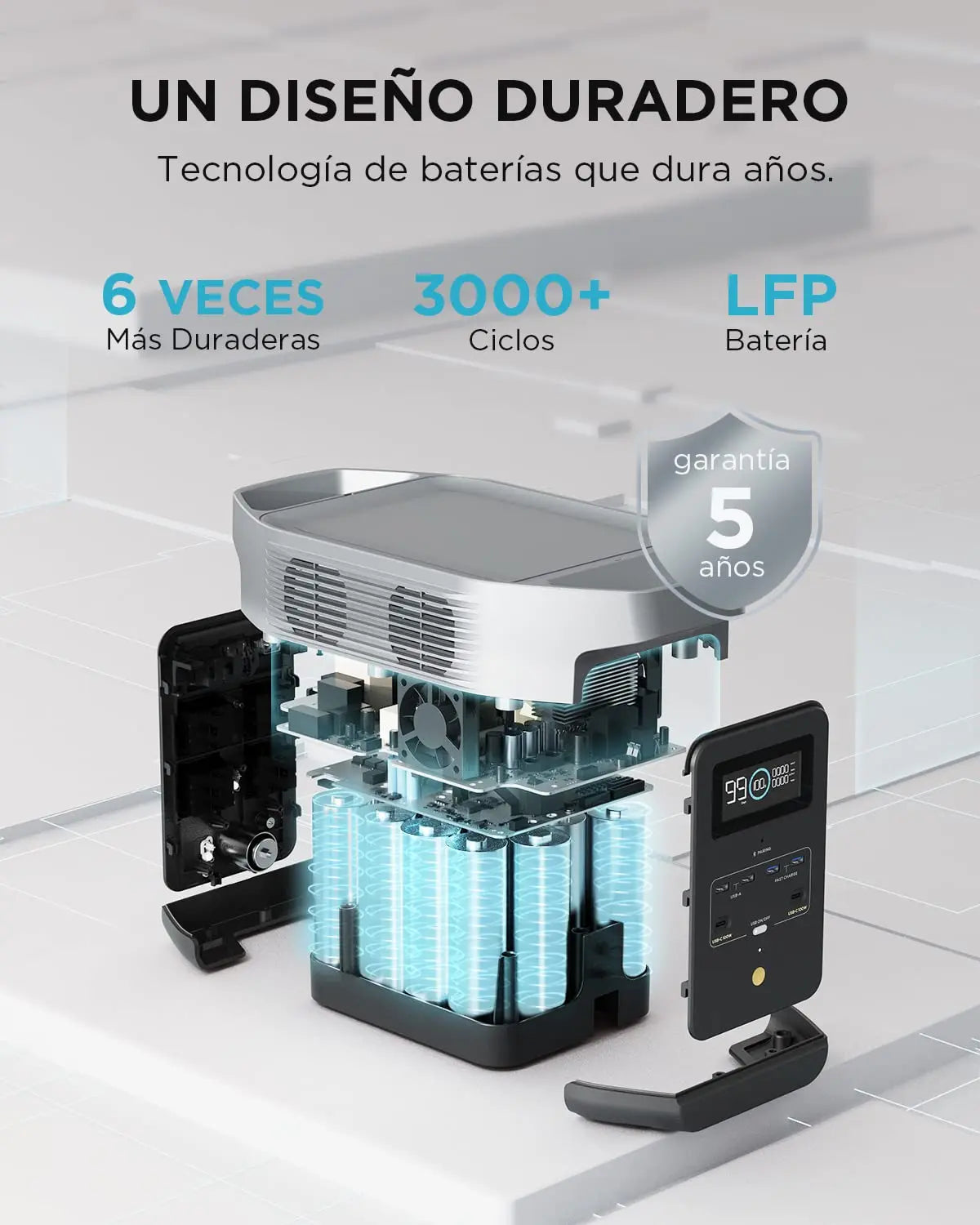 Estación de Energía Portátil EcoFlow DELTA 2 con capacidad ampliable de 1 a 3 kWh, batería LFP, carga rápida, uso como generador solar para alimentación de reserva en casa, camping y autocaravanas EF ECOFLOW