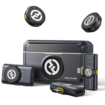 Hollyland Lark M2 Combo Micrófono Inalámbrico (2TX+3RX) para Cámara, iPhone, Android, PC, 300m, 48kHz/24 bit, Hi-Fi Audio, ENC Anti-rumore, 40 Horas, Microfono de Solapa per Livestream, Vlog - Negro HollyView