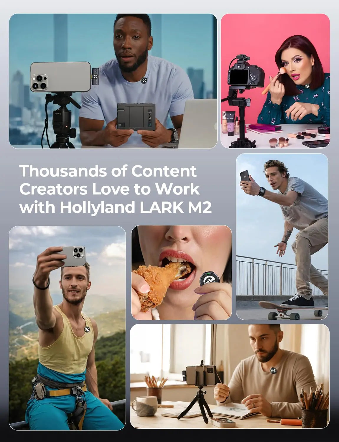 Hollyland Lark M2 Combo Micrófono Inalámbrico (2TX+3RX) para Cámara, iPhone, Android, PC, 300m, 48kHz/24 bit, Hi-Fi Audio, ENC Anti-rumore, 40 Horas, Microfono de Solapa per Livestream, Vlog - Negro HollyView