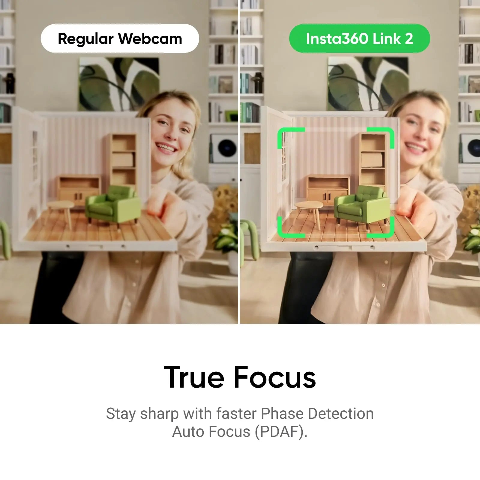 Insta360 Link 2 Paquete Estándar - Webcam 4K PTZ PC/Mac, Sensor 1/2", Seguimiento IA, HDR, cancelación de Ruido por IA, Control por Gestos para Streaming, videollamadas, Gaming, Funciona con Zoom Insta360