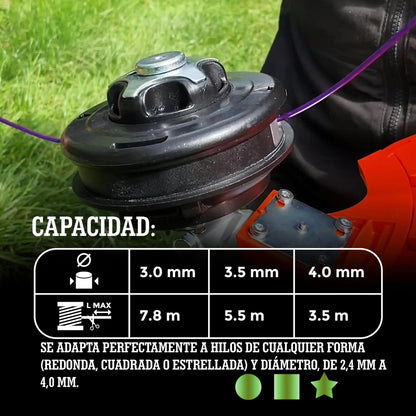 LERAVA® Cabezal desbrozadora Universal - M10x1,25 - Tap & Go - Cabezal desbrozador con pomo de Acero Robusto - Innovador Carrete ergonómico - Compatible con Diferentes Marcas - 100% Made in Italy LERAVA