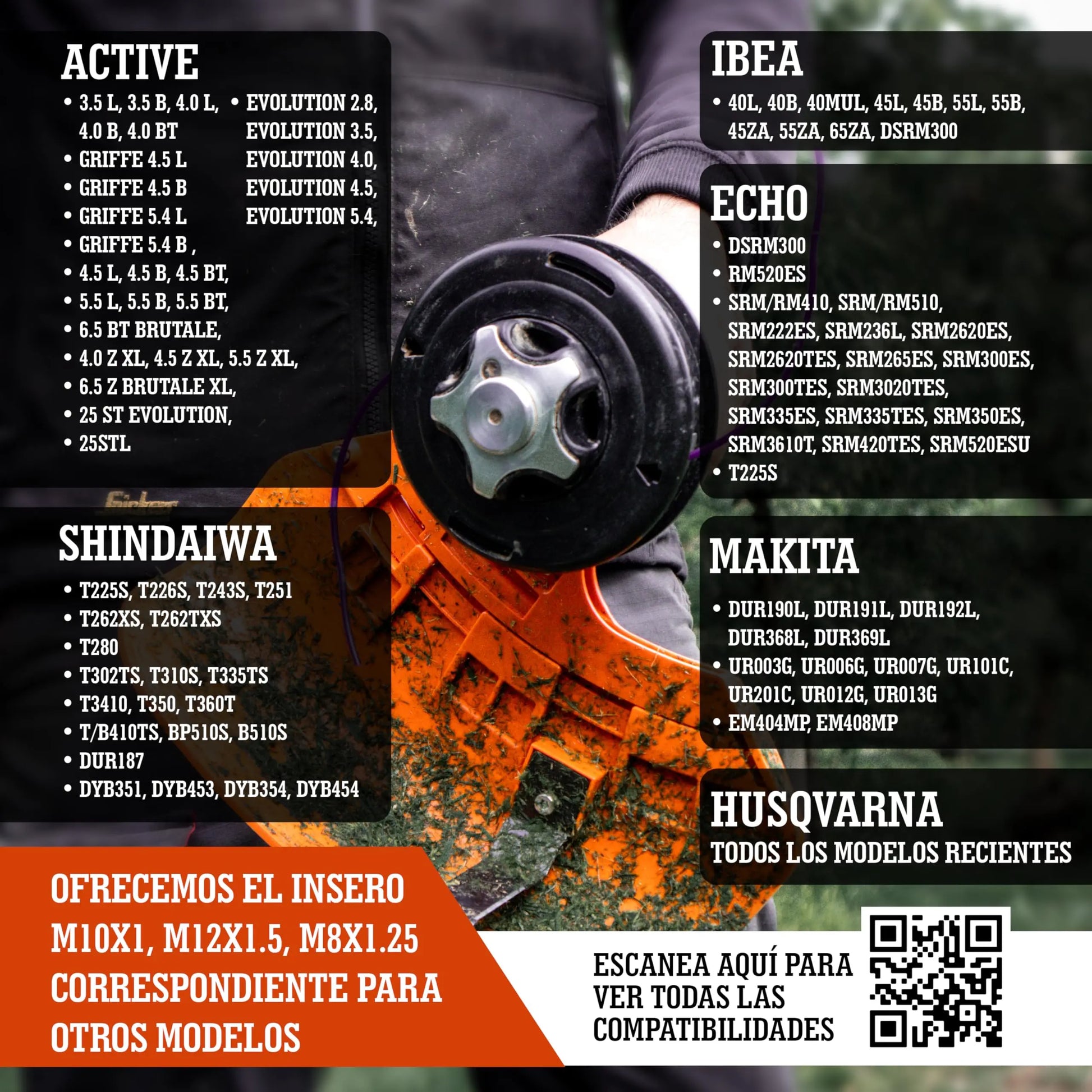 LERAVA® Cabezal desbrozadora Universal - M10x1,25 - Tap & Go - Cabezal desbrozador con pomo de Acero Robusto - Innovador Carrete ergonómico - Compatible con Diferentes Marcas - 100% Made in Italy LERAVA