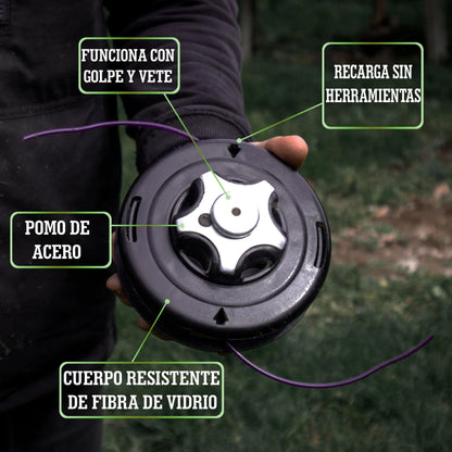 LERAVA® Cabezal desbrozadora Universal - M10x1,25 - Tap & Go - Cabezal desbrozador con pomo de Acero Robusto - Innovador Carrete ergonómico - Compatible con Diferentes Marcas - 100% Made in Italy LERAVA