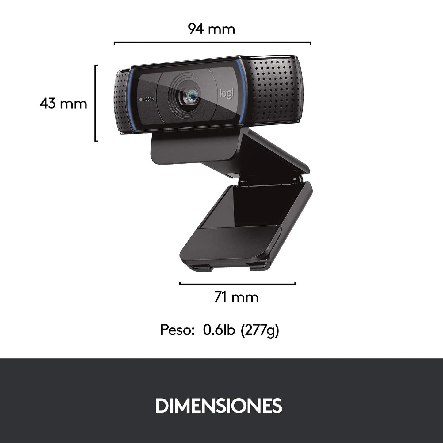 Logitech C920 HD Pro Webcam,Videoconferencias1080p/30 fps,Sonido Estéreo,Corrección de Iluminación HD,Skype/Hangouts/FaceTime, PC/Mac/Android/Chromebook, Funcionan con Teams, Google Meet, Zoom-Negro Logitech