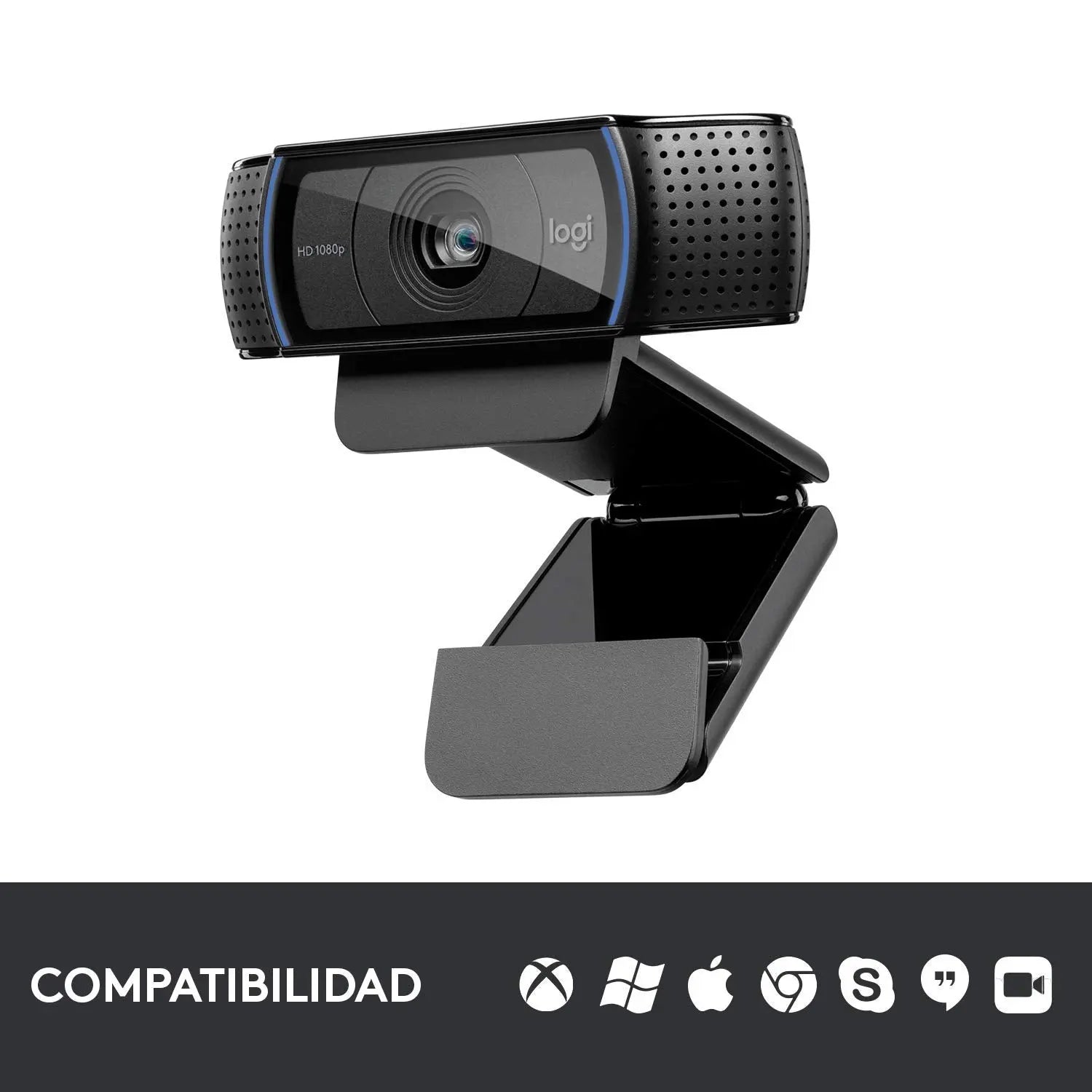 Logitech C920 HD Pro Webcam,Videoconferencias1080p/30 fps,Sonido Estéreo,Corrección de Iluminación HD,Skype/Hangouts/FaceTime, PC/Mac/Android/Chromebook, Funcionan con Teams, Google Meet, Zoom-Negro Logitech