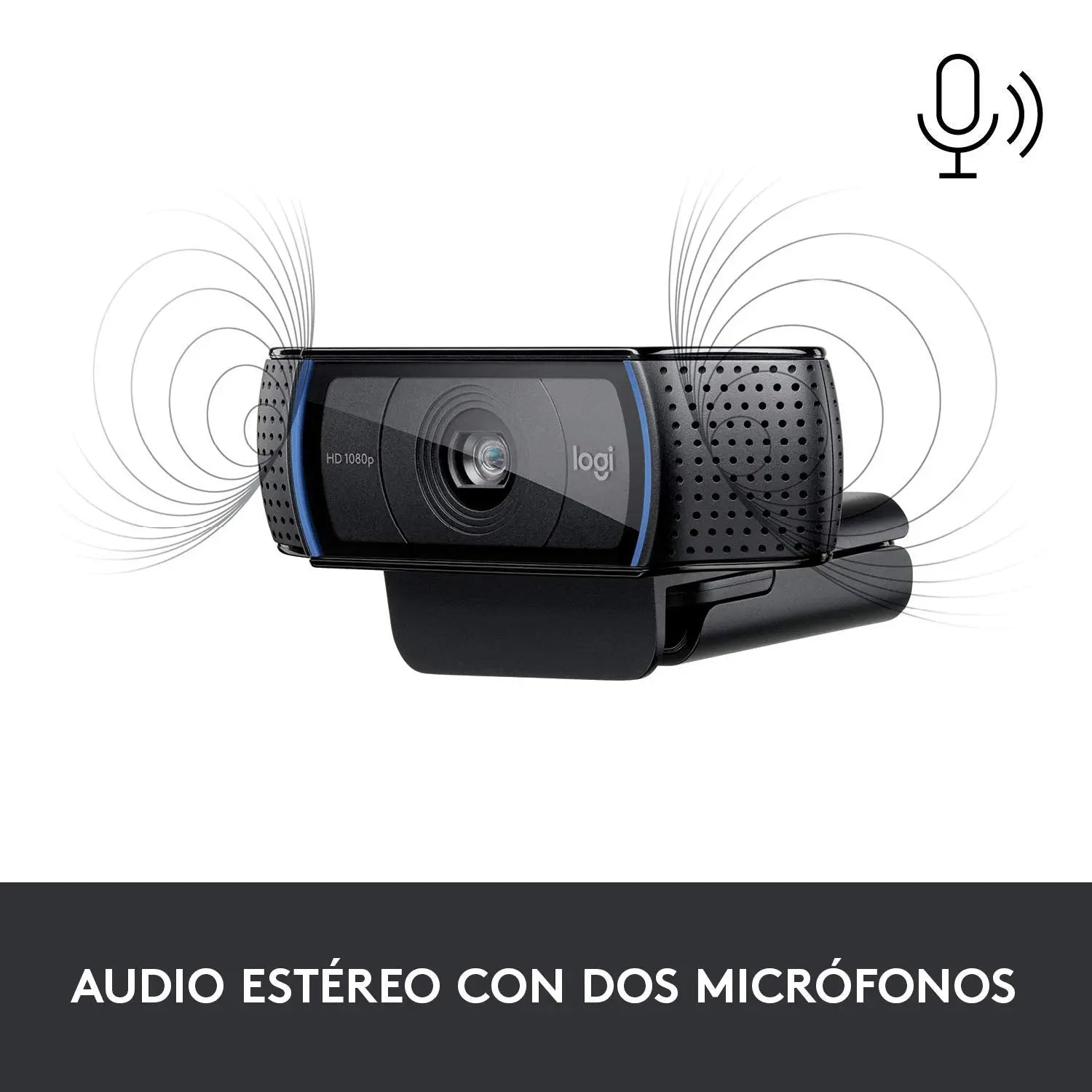 Logitech C920 HD Pro Webcam,Videoconferencias1080p/30 fps,Sonido Estéreo,Corrección de Iluminación HD,Skype/Hangouts/FaceTime, PC/Mac/Android/Chromebook, Funcionan con Teams, Google Meet, Zoom-Negro Logitech
