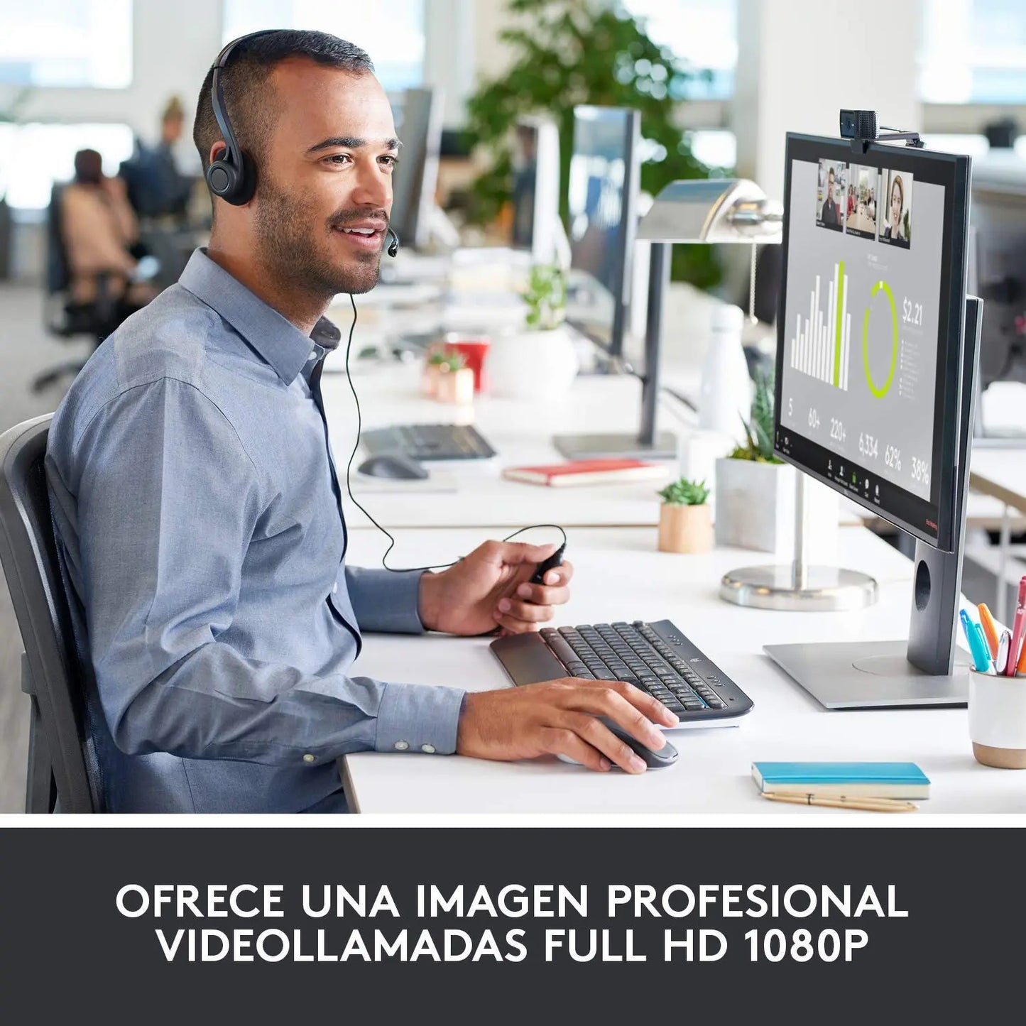 Logitech C920 HD Pro Webcam,Videoconferencias1080p/30 fps,Sonido Estéreo,Corrección de Iluminación HD,Skype/Hangouts/FaceTime, PC/Mac/Android/Chromebook, Funcionan con Teams, Google Meet, Zoom-Negro Logitech