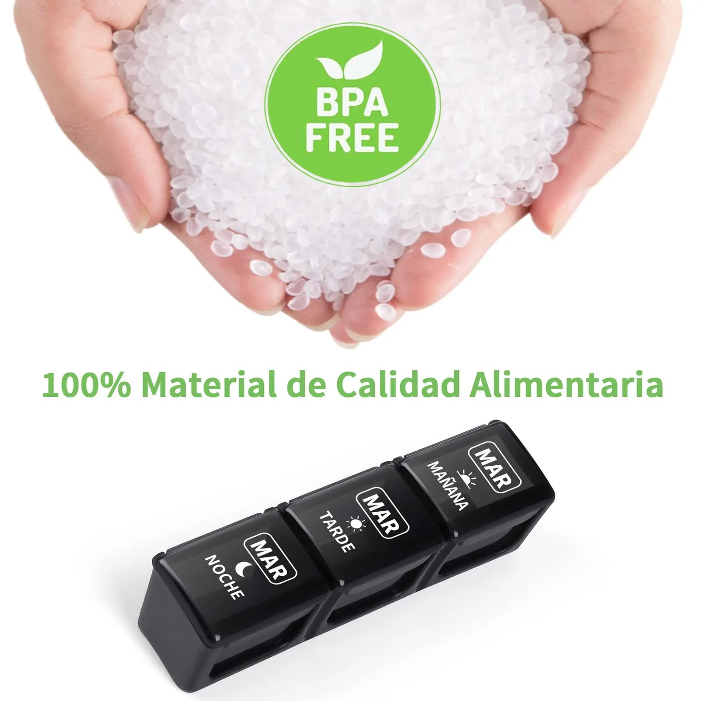 Pastillero Semanal 3 Tomas Español, Grande 7 Días, Dosificador de Comprimidos con 21 Compartimentos Opret