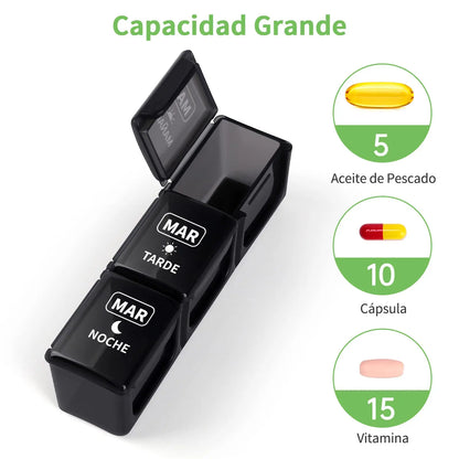 Pastillero Semanal 3 Tomas Español, Grande 7 Días, Dosificador de Comprimidos con 21 Compartimentos Opret