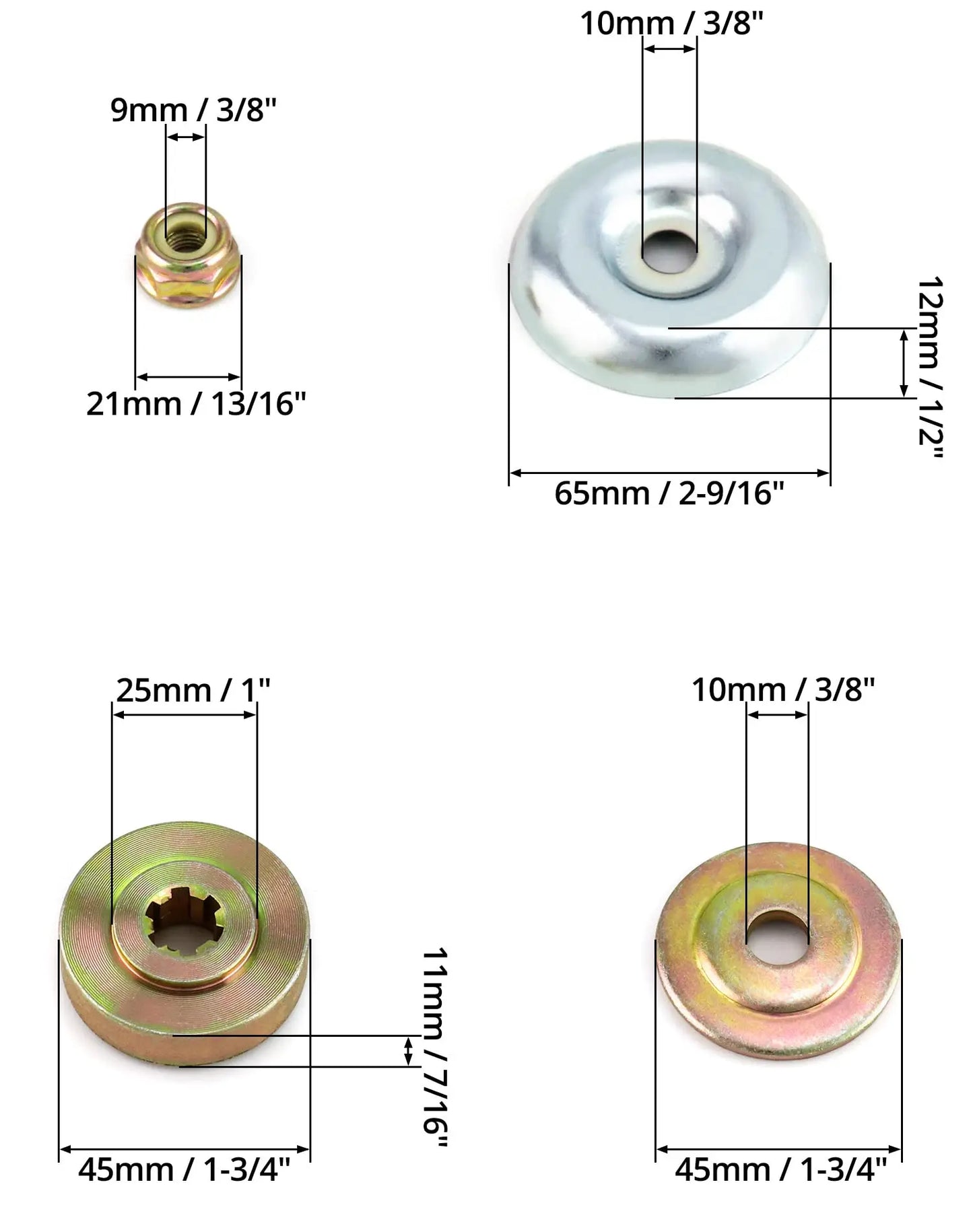 QWORK® 4 Piezas Tuercas de Fijación de Cuchilla para Cabezal Desbrozadora, Repuestos para Cortacéspedes y Desbrozadora QWORK