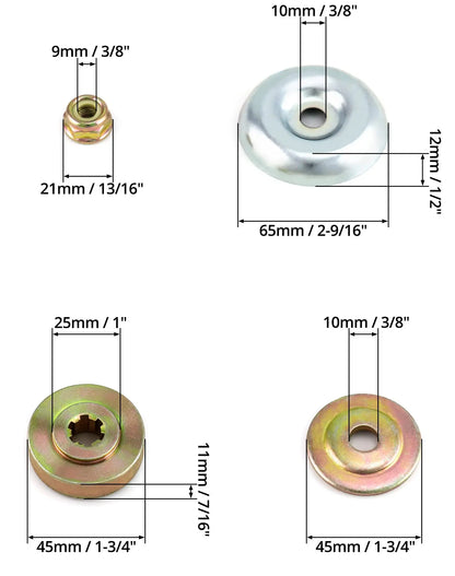 QWORK® 4 Piezas Tuercas de Fijación de Cuchilla para Cabezal Desbrozadora, Repuestos para Cortacéspedes y Desbrozadora QWORK