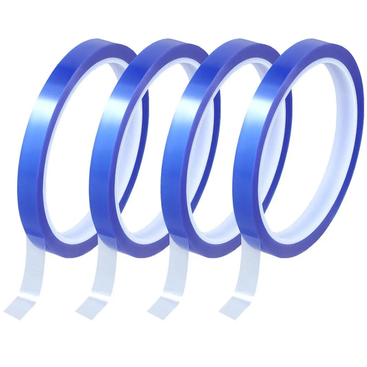 QWORK® 4 Rollos Cintas Térmicas de 10 mm x 33 m, Cintas de Alta Temperatura para Sublimación (Azul) QWORK