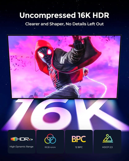 Silkland 16K Cable DisplayPort 2.1[Certificado VESA], 4K@240Hz/165Hz/144Hz, 8K@165Hz, 2K@360Hz, 54Gbps Cable DP 2M Compatible con FreeSync,ç - SacrificioShop